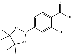 2-Chloro-4-(4,4,5,5-tetramethyl-1,3,2-dioxaborolan-2-yl)benzoic acid 구조식 이미지