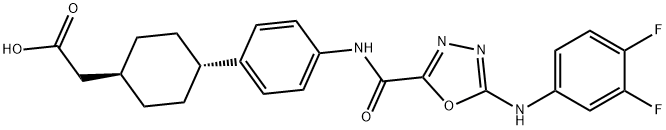 trans-4-[4-[[[5-[(3,4-Difluorophenyl)amino]-1,3,4-oxadiazol-2-yl]carbonyl]amino]phenyl]cyclohexaneacetic acid Structure