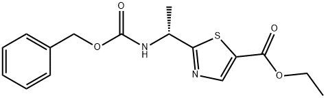 (R)-에틸2-(1-(벤질옥시카르보닐)에틸)티아졸-5-카르복실레이트 구조식 이미지