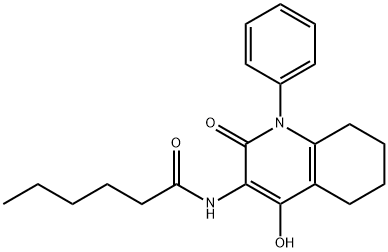 Hexanamide,  N-(1,2,5,6,7,8-hexahydro-4-hydroxy-2-oxo-1-phenyl-3-quinolinyl)- 구조식 이미지