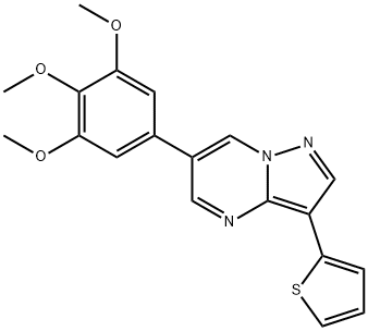 3-THIOPHEN-2-YL-6-(3,4,5-TRIMETHOXY-PHENYL)-PYRAZOLO[1,5-A]PYRIMIDINE Structure