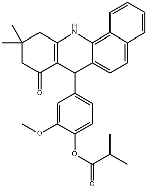 7,10,11,12-Tetrahydro-7-[3-methoxy-4-(1-oxoisobutoxy)phenyl]-10,10-dimethyl-Benz[c]acridin-8(9H)-one 구조식 이미지