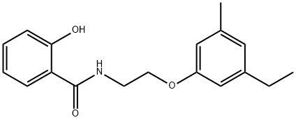 N-[2-(3-ethyl-5-methyl-phenoxy)ethyl]-2-hydroxy-benzamide 구조식 이미지