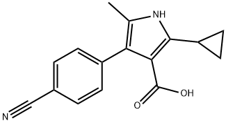 1H-Pyrrole-3-carboxylic  acid,  4-(4-cyanophenyl)-2-cyclopropyl-5-methyl- Structure