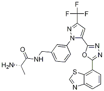 PropanaMide,2-aMino-N-[[3-[5-[5-(7-benzothiazolyl)-1,3,4-oxadiazol-2-yl]-3-(trifluoroMethyl)-1H-pyrazol-1-yl]phenyl]Methyl]-,(2S)- Structure