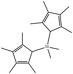 디메틸비스(2,3,4,5-테트라메틸-2,4-시클로펜타디엔-1-일)실란 구조식 이미지