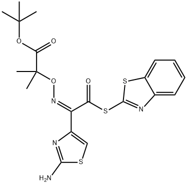 2-Mercaptobenzothiazolyl-(Z)-(2-aminothiazol-4-yl)-2-(tert-butoxycarbonyl) isopropoxyiminoacetate 구조식 이미지