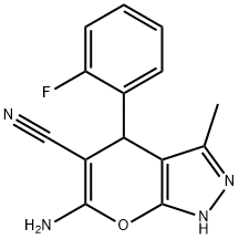 6-amino-4-(2-fluorophenyl)-3-methyl-1,4-dihydropyrano[2,3-c]pyrazole-5-carbonitrile 구조식 이미지