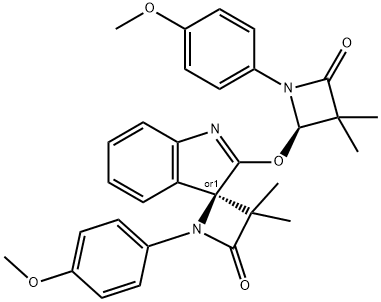 (S)-1-(4-METHOXYPHENYL)-2'-((S)-1-(4-METHOXYPHENYL)-3,3-DIMETHYL-4-OXOAZETIDIN-2-YLOXY)-3,3-DIMETHYLSPIRO[AZETIDINE-2.3'-INDOLINE]-4-ONE 구조식 이미지