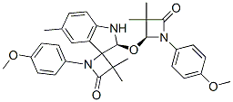 (S)-1-(4-METHOXYPHENYL)-2'-((S)-1-(4-METHOXYPHENYL)-3,3-DIMETHYL-4-OXOAZETIDIN-2-YLOXY)-3,3,5'-TRIMETHYLSPIRO[AZETIDINE-2.3'-INDOLINE]-4-ONE 구조식 이미지