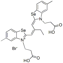 3-(2-carboxyethyl)-2-[2-[[3-(2-carboxyethyl)-5-methyl-(3H)-benzoselenazol-2-ylidene]methyl]but-1-enyl]-5-methylbenzoselenazolium bromide Structure