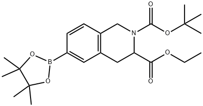 2,3(1H)-ISOQUINOLINEDICARBOXYLIC ACID, 3,4-DIHYDRO-6-(4,4,5,5-TETRAMETHYL-1,3,2-DIOXABOROLAN-2-YL)-, 2-(1,1-DIMETHYLETHYL) 3-ETHYL ESTER Structure