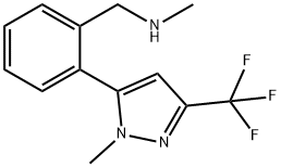 N-Methyl-2-[1-methyl-3-(trifluoromethyl)-1H-pyrazol-5-yl]benzylamine 구조식 이미지
