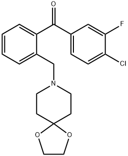 4-CHLORO-2'-[8-(1,4-DIOXA-8-AZASPIRO[4.5]DECYL)METHYL]-3-FLUOROBENZOPHENONE 구조식 이미지