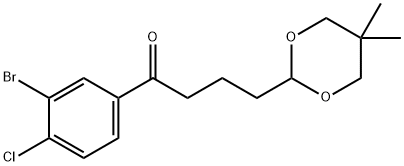 3'-BROMO-4'-CHLORO-4-(5,5-DIMETHYL-1,3-DIOXAN-2-YL)BUTYROPHENONE 구조식 이미지