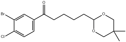 3'-BROMO-4'-CHLORO-5-(5,5-DIMETHYL-1,3-DIOXAN-2-YL)VALEROPHENONE Structure