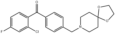 2-CHLORO-4'-[8-(1,4-DIOXA-8-AZASPIRO[4.5]DECYL)METHYL]-4-FLUOROBENZOPHENONE 구조식 이미지
