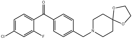 4-CHLORO-4'-[8-(1,4-DIOXA-8-AZASPIRO[4.5]DECYL)METHYL]-2-FLUOROBENZOPHENONE 구조식 이미지