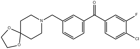 4-CHLORO-3'-[8-(1,4-DIOXA-8-AZASPIRO[4.5]DECYL)METHYL]-3-FLUOROBENZOPHENONE Structure