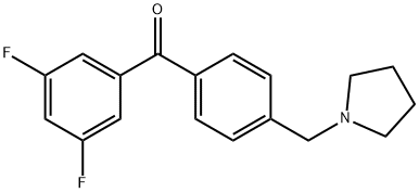 3,5-DIFLUORO-4'-PYRROLIDINOMETHYL BENZOPHENONE 구조식 이미지