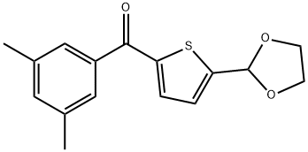 2-(3,5-DIMETHYLBENZOYL)-5-(1,3-DIOXOLAN-2-YL)THIOPHENE 구조식 이미지