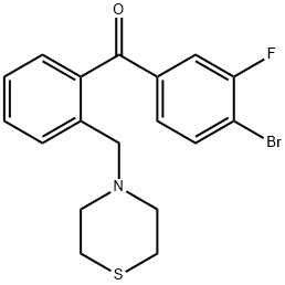 4-BROMO-3-FLUORO-2'-THIOMORPHOLINOMETHYL BENZOPHENONE Structure
