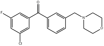 3-CHLORO-5-FLUORO-3'-MORPHOLINOMETHYL BENZOPHENONE 구조식 이미지