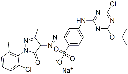 sodium 4-[[4-chloro-6-isopropoxy-1,3,5-triazin-2-yl]amino]-2-[[1-(2-chloro-6-methylphenyl)-4,5-dihydro-3-methyl-5-oxo-1H-pyrazol-4-yl]azo]benzenesulphonate Structure