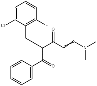 (E)-2-(2-chloro-6-fluorobenzyl)-5-(dimethylamino)-1-phenyl-4-pentene-1,3-dione Structure