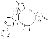 (2S,3S,3aS,4E,8R,10E,12S,13S,13aR)-8,13-Bis(acetyloxy)-3-(benzoyloxy)-1,2,3,3a,7,8,9,12,13,13a-decahydro-13a-hydroxy-2,5,9,9,12-pentamethyl-6H-cyclopentacyclododecen-6-one Structure