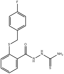 2-(2-[(4-FLUOROBENZYL)SULFANYL]BENZOYL)HYDRAZINECARBOTHIOAMIDE Structure