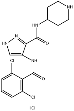 N-(4-piperidinyl)-4-(2,6-dichlorobenzoylamino)-1H-pyrazole-3-carboxamide  Hcl 구조식 이미지