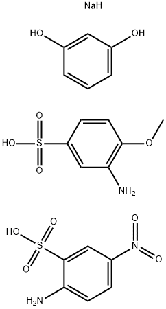 Benzenesulfonic acid, 2-amino-5-nitro-, diazotized, coupled with diazotized 3-amino-4-methoxybenzenesulfonic acid and resorcinol, sodium salts 구조식 이미지