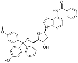 N4-BENZOYL-5'-O-(DIMETHOXYTRITYL)-7-DEAZA-2'-데옥시아데노신 구조식 이미지