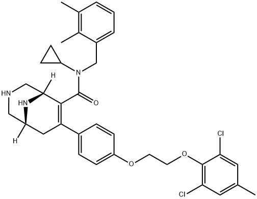 3,9-Diazabicyclo[3.3.1]non-6-ene-6-carboxaMide, N-cyclopropyl-7-[4-[2-(2,6-dichloro-4-Methylphenoxy)ethoxy]phenyl]-N-[(2,3-diMethylphenyl)Methyl]-, (1R,5S)- Structure