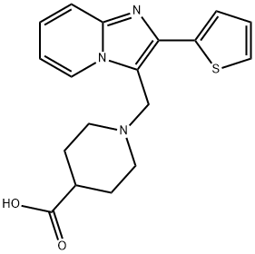 1-(2-THIOPHEN-2-YL-IMIDAZO[1,2-A]PYRIDIN-3-YLMETHYL)-PIPERIDINE-4-CARBOXYLIC ACID Structure