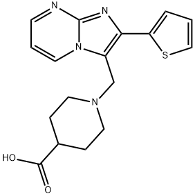 1-(2-THIOPHEN-2-YL-IMIDAZO[1,2-A]PYRIMIDIN-3-YLMETHYL)-PIPERIDINE-4-CARBOXYLIC ACID Structure