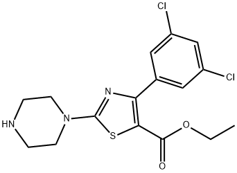 ETHYL 2-PIPERAZINE-4-(3,5-DICHLORO)PHENYL THIAZOLE-5-CARBOXYLATE 구조식 이미지