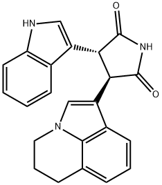 3-(5,6-Dihydro-4H-pyrrolo[3,2,1-ij]quinolin-1-yl)-4-(1H-indol-3-yl)-pyrrolidine-2,5-dione 구조식 이미지