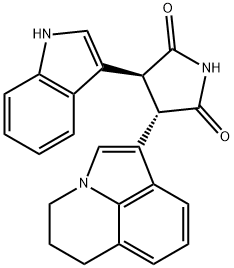 2,5-Pyrrolidinedione, 3-(5,6-dihydro-4H-pyrrolo[3,2,1-ij]quinolin-1-yl)-4-(1H-indol-3-yl)-, (3S,4S)- 구조식 이미지