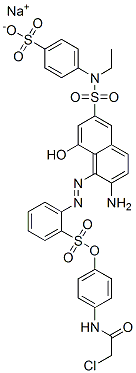 sodium 1-[4-(chloroacetamido)phenyl] 2-[[2-amino-6-[[ethyl(4-sulphonatophenyl)amino]sulphonyl]-8-hydroxy-1-naphthyl]azo]benzenesulphonate 구조식 이미지