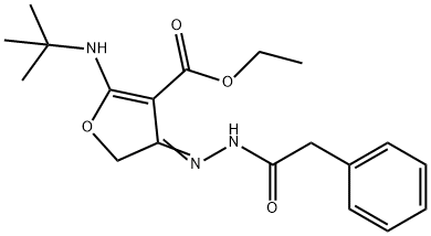 3-푸란카르복실산,2-[(1,1-디메틸에틸)아미노]-4,5-디히드로-4-[(페닐아세틸)히드라조노]-,에틸에스테르(9CI) 구조식 이미지