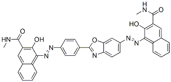 3-hydroxy-4-[[4-[6-[[2-hydroxy-3-[(methylamino)carbonyl]naphthyl]azo]benzoxazol-2-yl]phenyl]azo]-N-methylnaphthalene-2-carboxamide 구조식 이미지