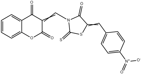 (Z)-3-(((Z)-5-(4-Nitrobenzylidene)-4-oxo-2-thioxothiazolidin-3-yl)methylene)chroman-2,4-dione Structure