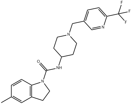 5-METHYL-N-(1-([6-(TRIFLUOROMETHYL)PYRIDIN-3-YL]METHYL)PIPERIDIN-4-YL)INDOLINE-1-CARBOXAMIDE Structure