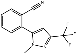 2-[1-Methyl-3-(trifluoromethyl)-1H-pyrazol-5-yl]benzonitrile Structure