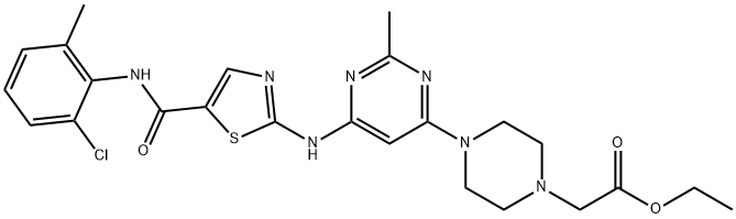 4-[6-[[5-[[(2-Chloro-6-Methylphenyl)aMino]carbonyl]-2-thiazolyl]aMino]-2-Methyl-4-pyriMidinyl]-1-piperazineacetic Acid Ethyl Ester 구조식 이미지