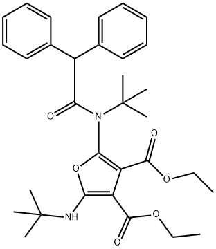 3,4-Furandicarboxylic  acid,  2-[(1,1-dimethylethyl)amino]-5-[(1,1-dimethylethyl)(diphenylacetyl)amino]-,  diethyl  ester  (9CI) Structure