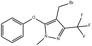 4-(Bromomethyl)-1-methyl-5-phenoxy-3-(trifluoromethyl)-1H-pyrazole 97% 구조식 이미지