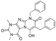 Pyrimido[2,1-f]purine-2,4,8(1H,3H,9H)-trione,  6-hydroxy-1,3-dimethyl-7,9-bis(phenylmethyl)- Structure
